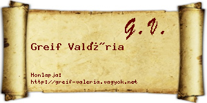 Greif Valéria névjegykártya